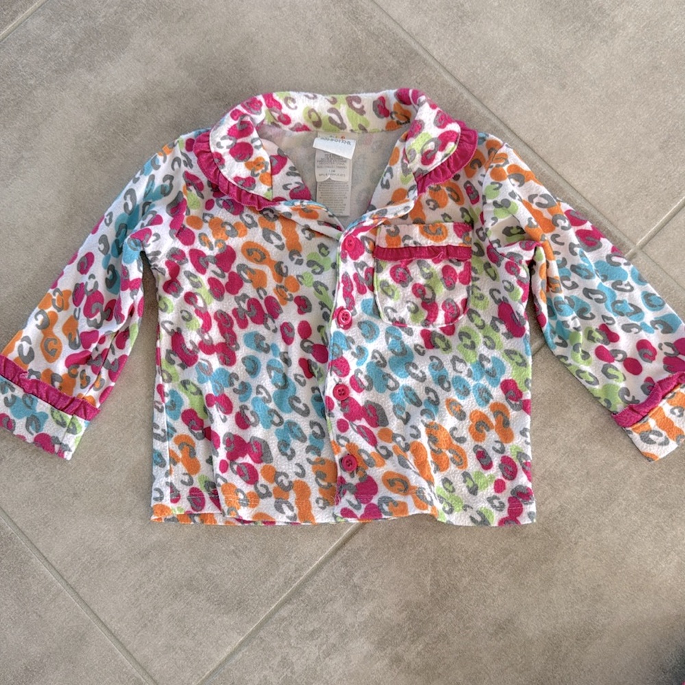 *Gently Worn* Absorba 2 Piece Soft Colorful Print Flannel Pajama Set - 12M - Picture 2 of 9
